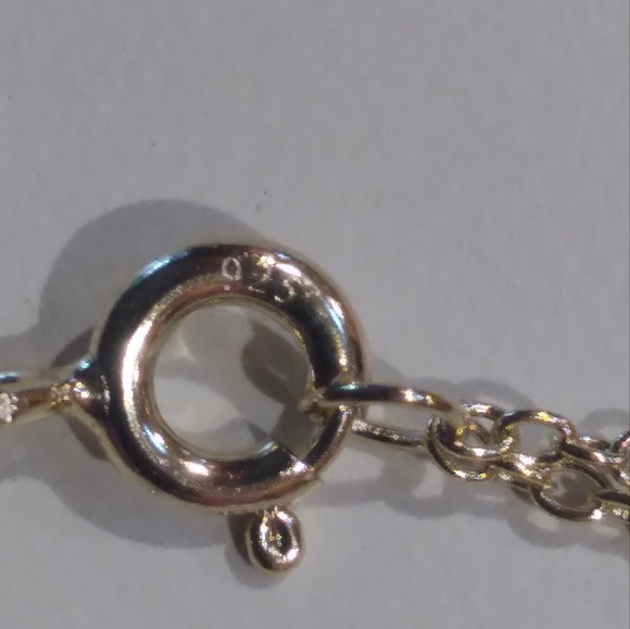 14K over 925 SS Mother of Pearl Bar Necklace 16" w/ adjustable chain - Picture 5 of 6